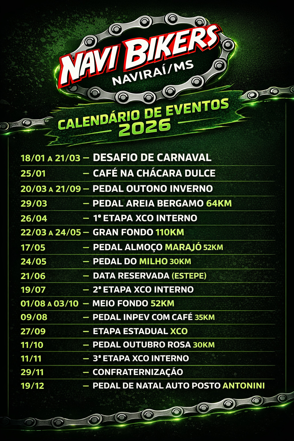 Calendário Anual de Eventos Navibikers